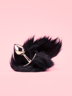 Golden Butt Plug cu Coada Neagra image 2