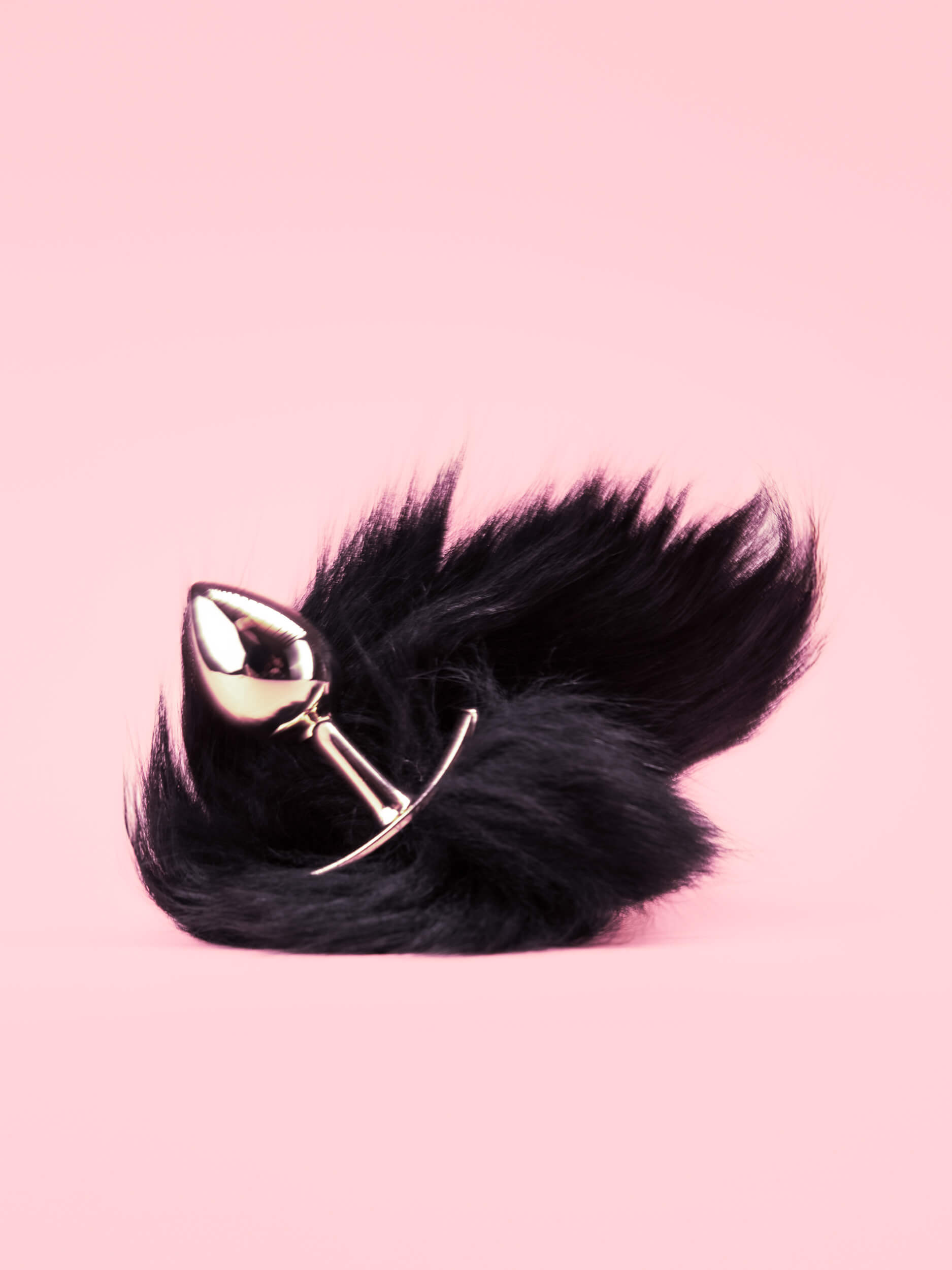 Golden Butt Plug cu Coada Neagra image 2