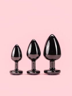 Black Heart Butt Plug cu Diamant 3 Marimi image 4