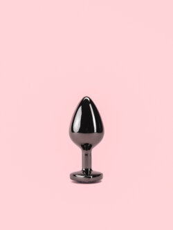 Black Heart Butt Plug cu Diamant 3 Marimi image 1