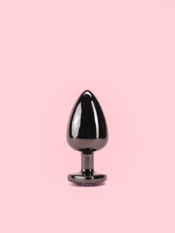 Black Heart Butt Plug cu Diamant 3 Marimi image 2