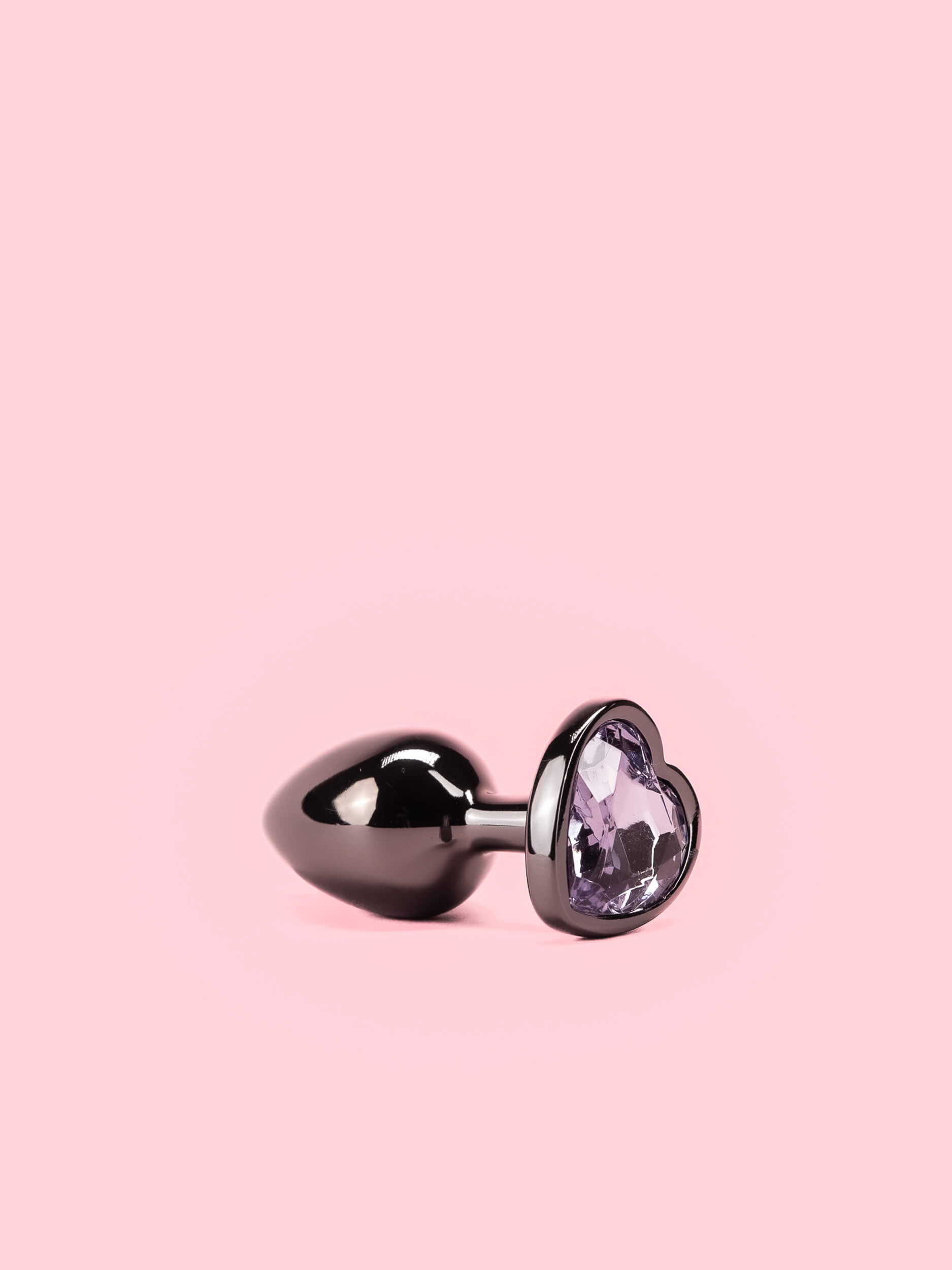 Black Heart Butt Plug cu Diamant 3 Marimi image 3