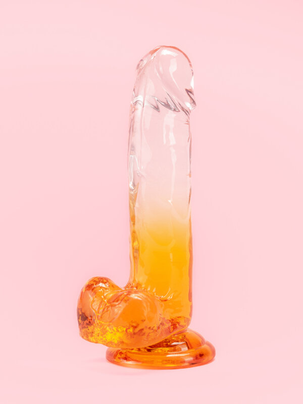 Dildo Portocaliu Transparent 18 cm