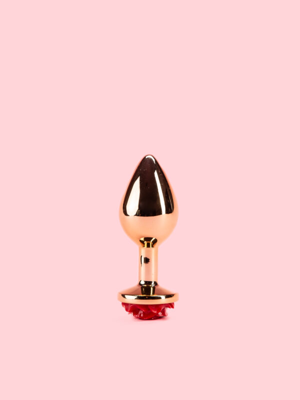 Golden Butt Plug din Metal cu Trandafir 3 Marimi