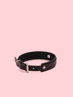 Choker din Piele Simplu cu Inel image 2