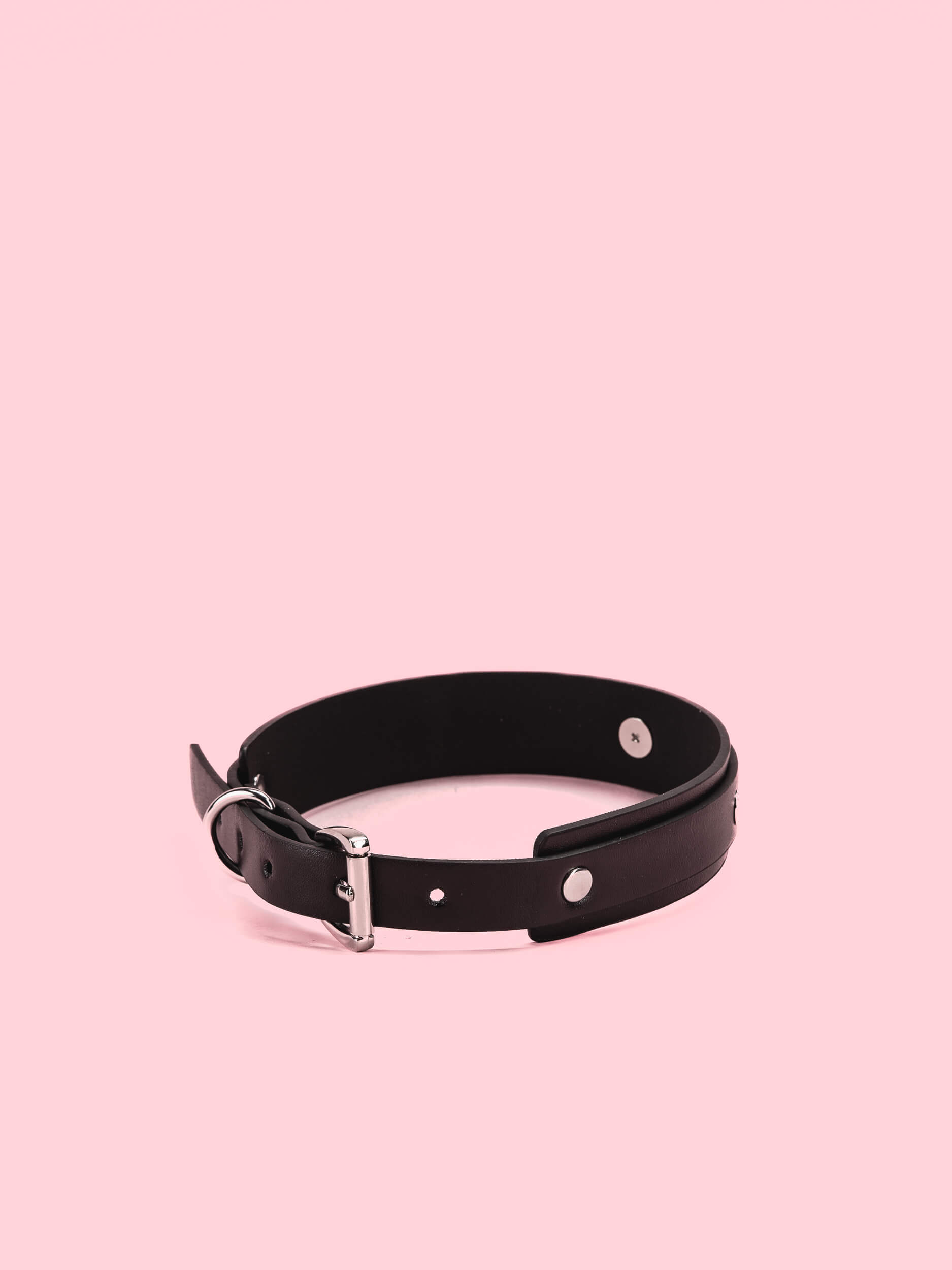 Choker din Piele Simplu cu Inel image 2