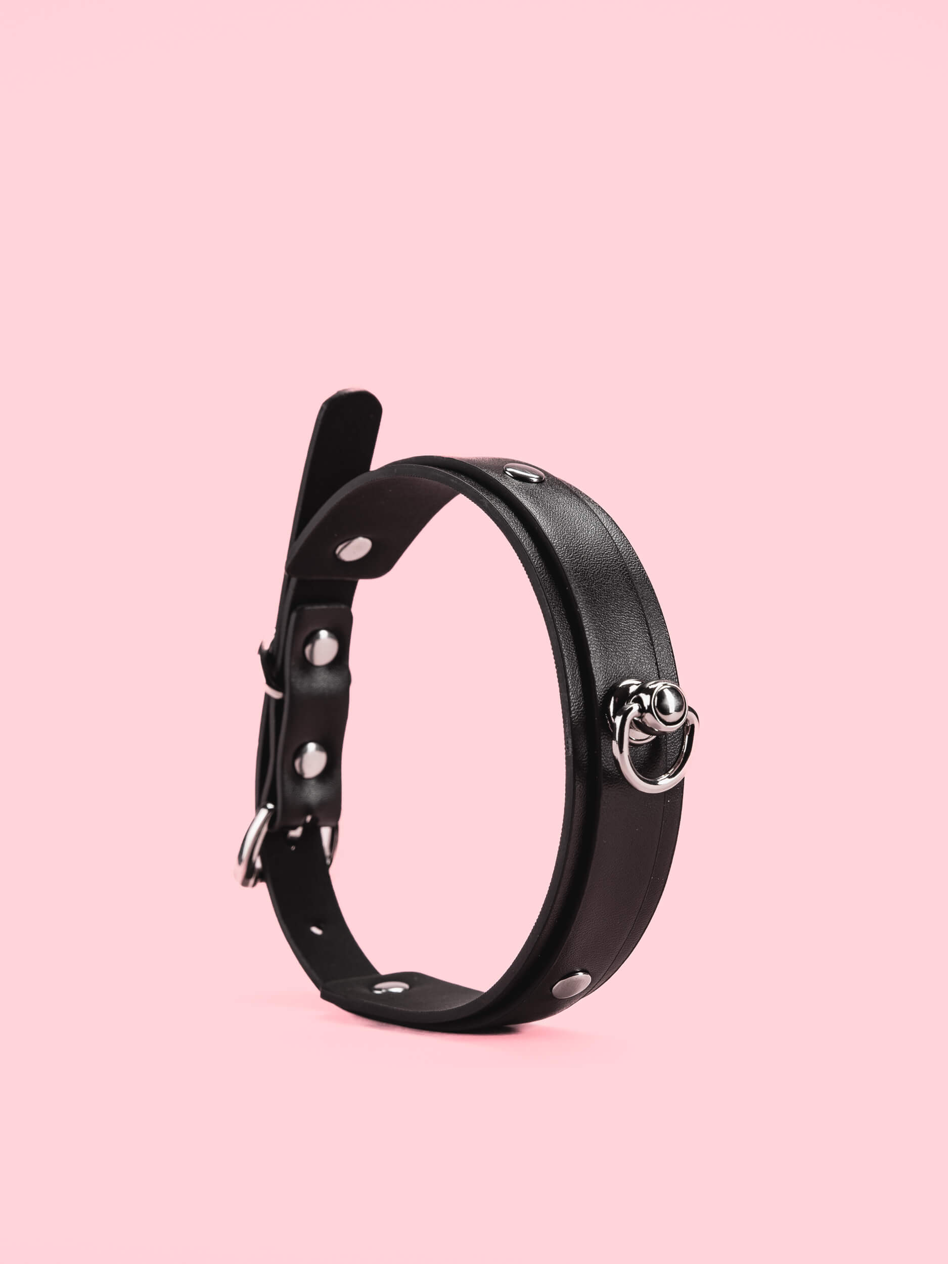 Choker din Piele Simplu cu Inel image 1