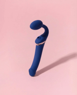 Strap-On Vibrator Flexibil cu Telecomandă Albastru thumbnail image 