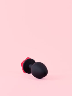 Butt Plug din Silicon Negru cu Trandafir image 4