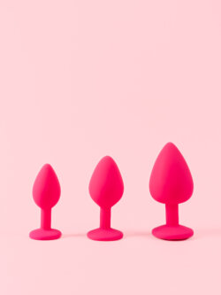 Butt Plug din Silicon Roz cu Piatra image 4