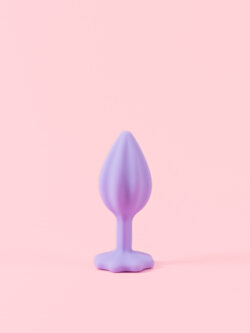 Butt Plug din Silicon Mov cu Piatra Floare thumbnail image 
