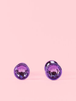 Butt Plug Metal Lucios Mov cu Cristal image 5