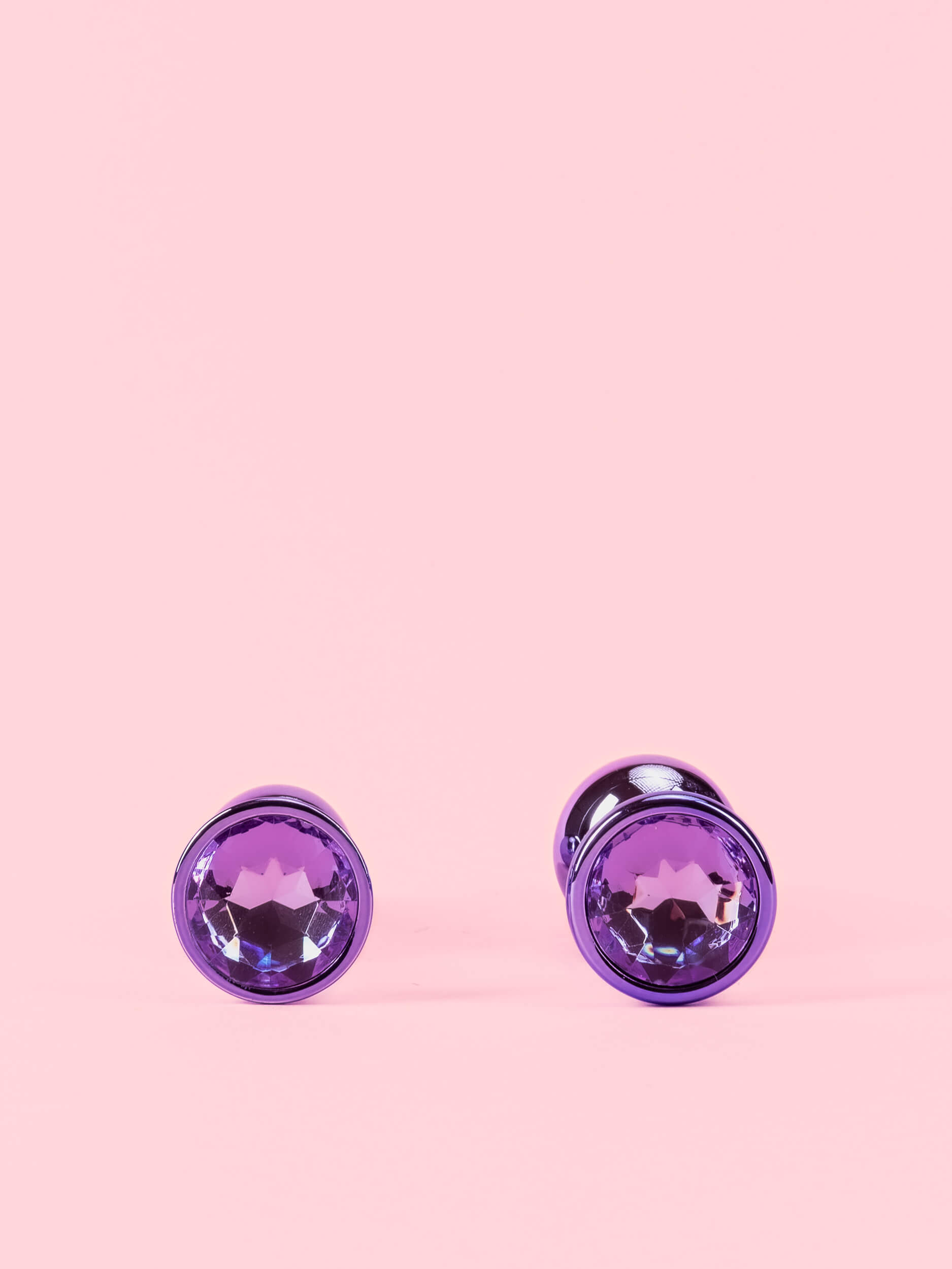 Butt Plug Metal Lucios Mov cu Cristal image 5