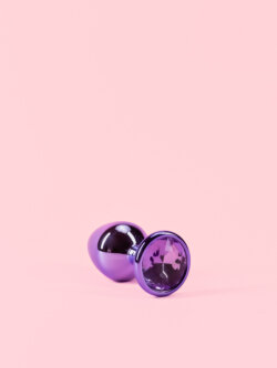 Butt Plug Metal Lucios Mov cu Cristal image 3