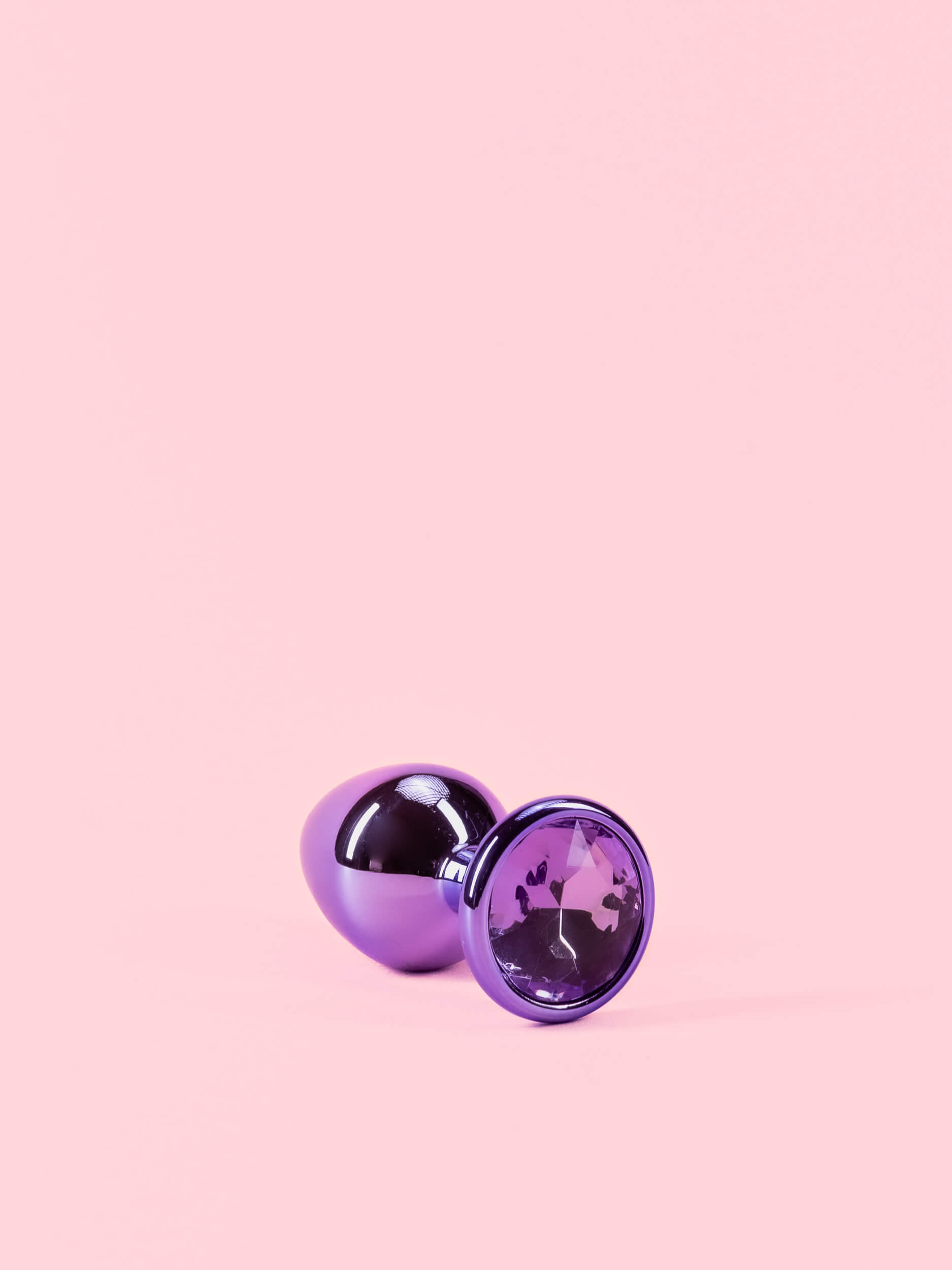 Butt Plug Metal Lucios Mov cu Cristal image 3