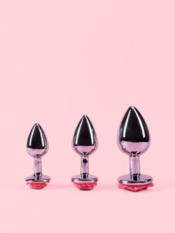 Butt Plug Argintiu din Metal cu Trandafir image 6