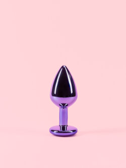 Butt Plug Metal Lucios Mov cu Cristal thumbnail image 