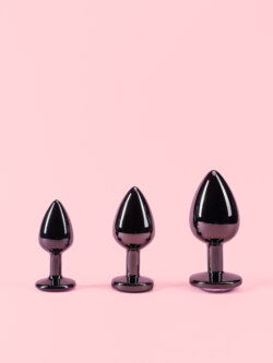Butt Plug din Metal Negru cu Piatra image 7