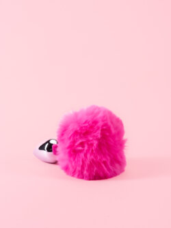 Bunny Butt Plug din Metal cu Pompon Pufos image 3