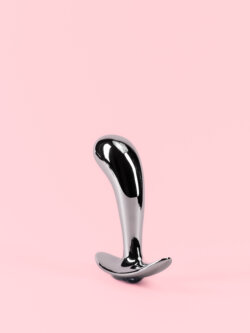 Butt Plug din Metal Curbat cu Opritor Ergonomic image 1