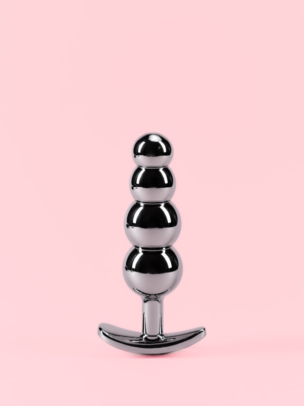 Butt Plug din Aluminiu cu Bile Gradate și Bază Detașabilă - 3 Mărimi