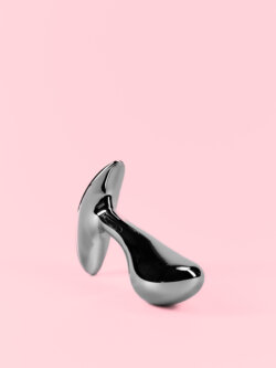 Butt Plug din Metal cu Design Curbat image 2