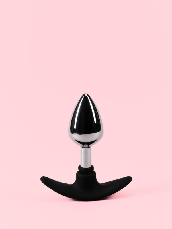 Butt Plug din Metal cu Bază de Silicon Detașabilă - 3 Mărimi